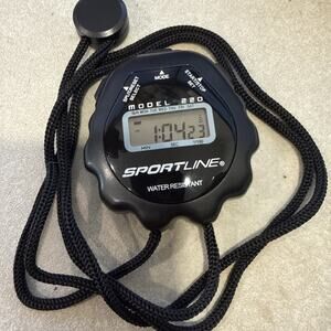 Sportline Sport Timer Stopwatch Black Water & Shock Resistant FRESH BATTERY